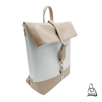 többfunkciós női táska hátizsák és válltáska egyben bézs fehér színű elegáns modell