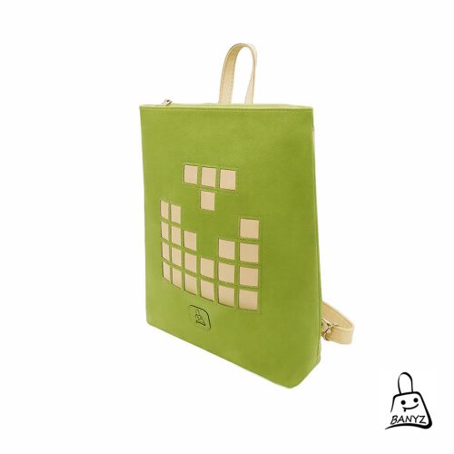 többfunkciós női táska hátizsák és válltáska egyben zöld bézs kézműves női táska