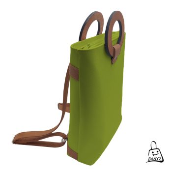 Banyz zöld-barna többfunkciós női táska hátitáska és kézitáska egyben hátitáska módban